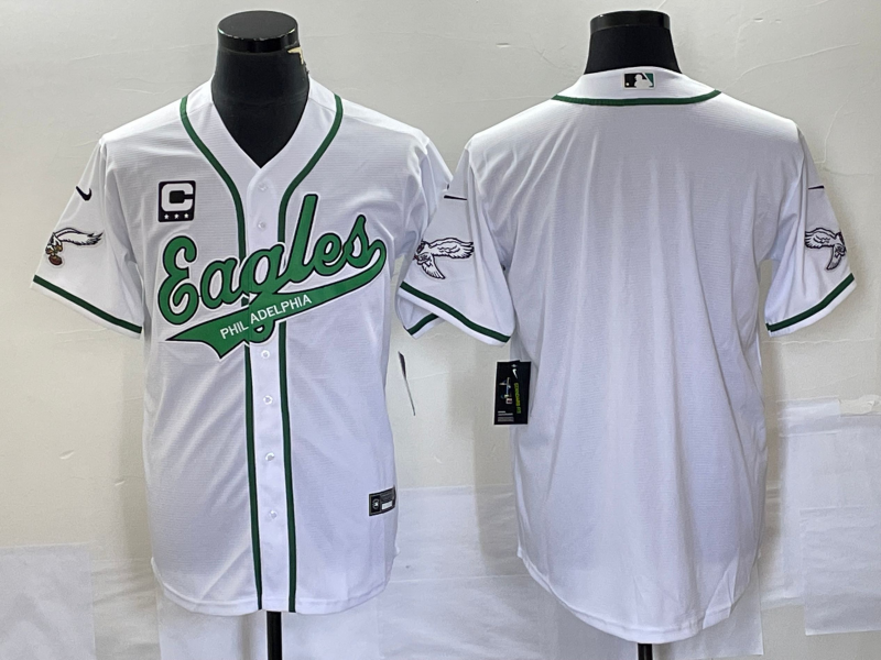 Men's Philadelphia Eagles Blank White With C Patch Cool Base Stitched Baseball Jersey Men's Philadelphia Eagles Blank White With C Patch Cool Base Stitched Baseball Jersey